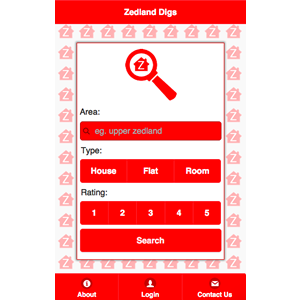 screenshot of zedland digs web app